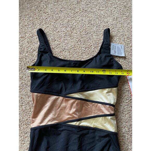 Suit Yourself! One Piece Swimsuit Tummy Thinner Black Gold 28-0673-5 Swim 16 - Picture 6 of 12